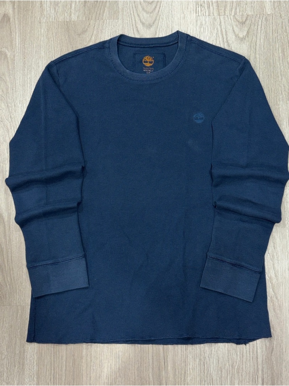 Timberland Waffle Knit Thermal Long Sleeve Shirt Mens Size L Blue